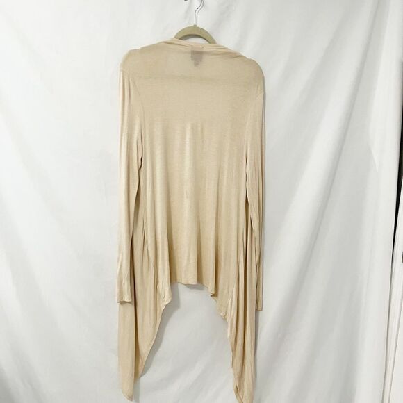 2b Bebe Cream Beige Open Front Cascading Cardigan Lightweight Size M - Picture 2 of 6